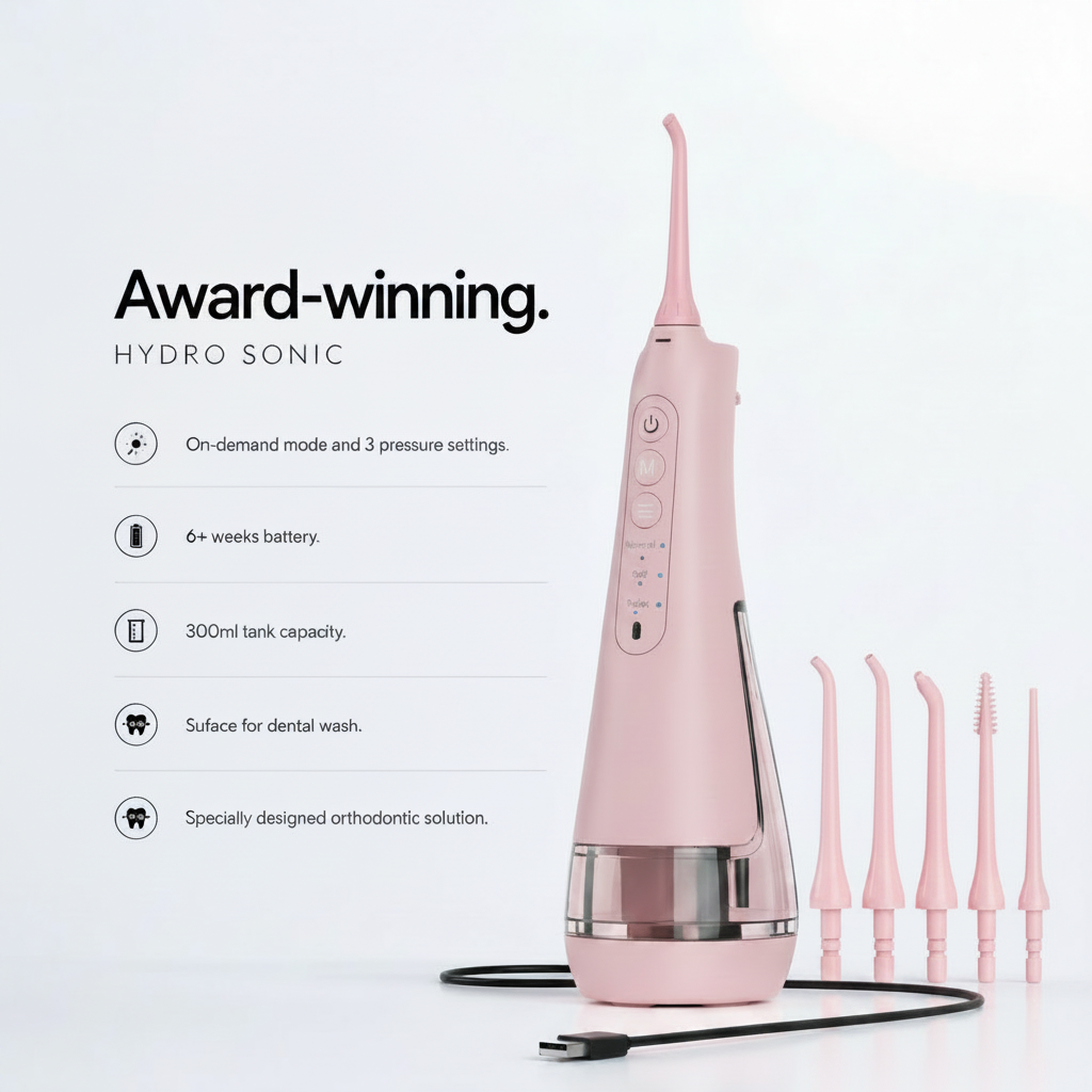 Baby Pink Water Flosser - Pink Nozzles