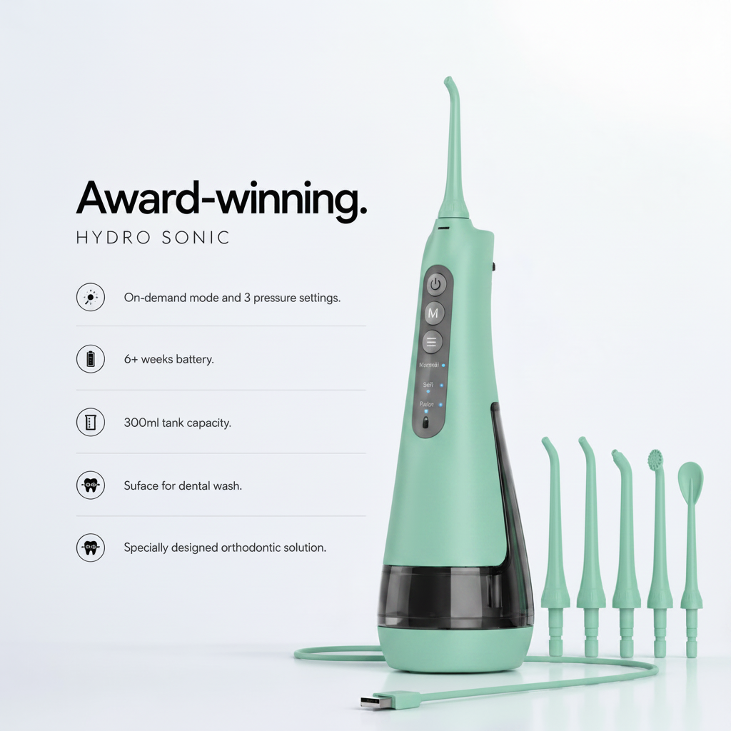 Mint Green Water Flosser - All Mint Nozzles